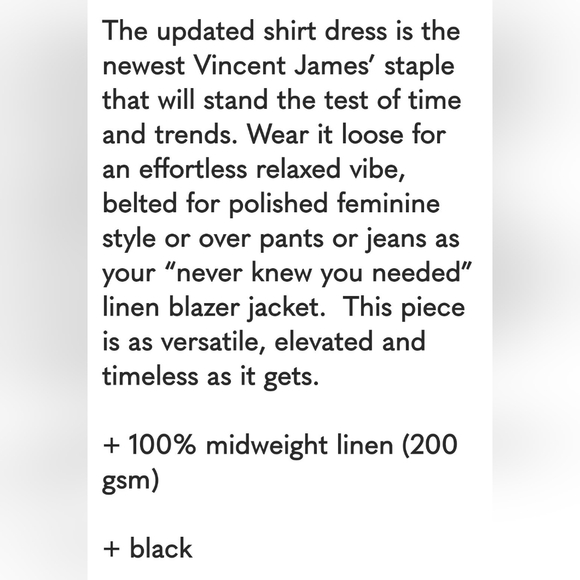 Vincent James Designs UPDATED SHIRT DRESS size Small - Picture 10 of 11